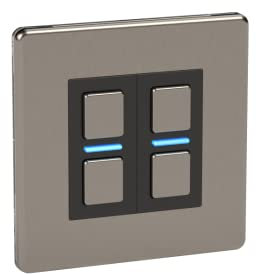 Lightwave LP22MK2 Smart Dimmer with Energy Monitoring, 2 Gang, Stainless Steel - Works with Alexa, Google Assistant, HomeKit. iOS & Android Compatible