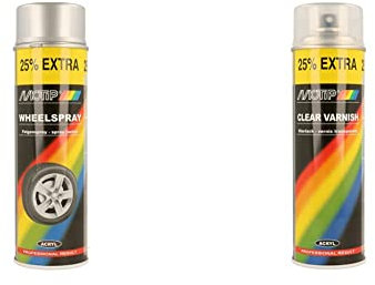 Motip Peinture pour Jantes - Argent - 500ml & 4009 Rallye Brillant Vernis, 25.38cm x 14.61cm x 15.8cm, 500ml le Volume