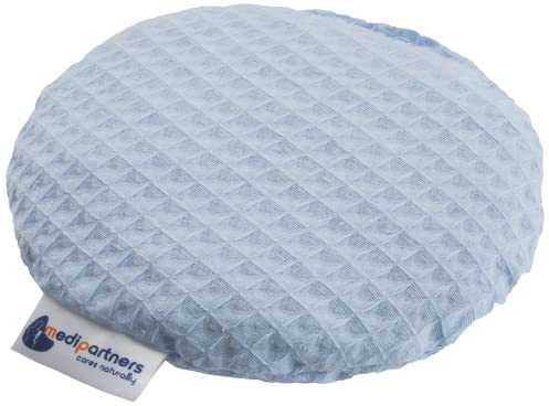 Medi Partners Kirschkernkissen Wärmekissen Körnerkissen für Babys 180g rund 15cm Öko Natur 100% Baumwolle Wärme + Kältetherapie Massagetherapie (Blau)