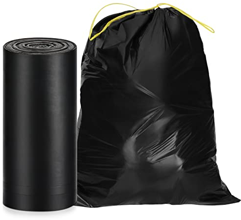 WVacFre Müllbeutel 15Liter Reißfest,Schwerlast Müllsäcke mit Zugband,Starke Müllbeutel,Robuster Müllsack und strapazierfähige Müllsäcke(45x50cm,100Stück)