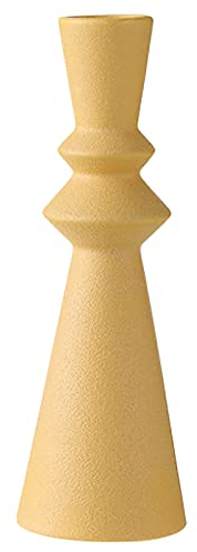 rismart Bunt Blumenvase Keramik Deko Vase Blume für Zuhause, Wohnzimmer Gelb Stufig Hoch 23 x 8 cm