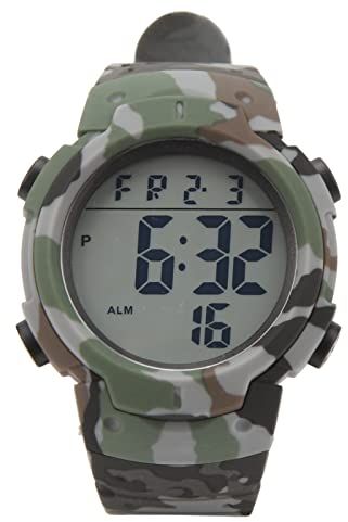 Tbest Reloj Deportivo Digital para Hombre, Reloj Electrónico con Pantalla Digital, Relojes Militares Multifunción Impermeables, Reloj Deportivo con Luz Nocturna (Gris Camuflaje)