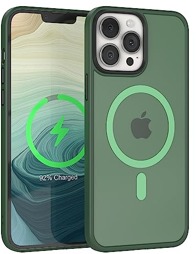 EAZY CASE - Outdoor Hülle kompatibel mit iPhone 13 Pro Max kompatibel mit MagSafe, stabile magnetische Hülle, Ultra-robust, Handyschale, sturzsicher, Transluzente Matte Schutzhülle in Nacht Grün