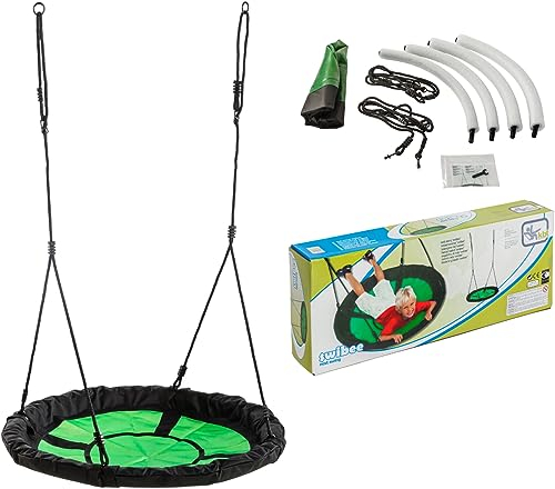 TRIBECCO Nestschaukel Hängeschaukel - Rundschaukel Ø 98 cm - Belastbar bis 150 kg - Tellerschaukel Ideal für Outdoor und Indoor - Empfohlen für Kinder und Erwachsene (Grün)