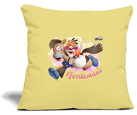 Spreadshirt Diddl Loupsily Und Diddlina Auf Tour Kissenbezug 45 x 45 cm, One Size, Hellgelb