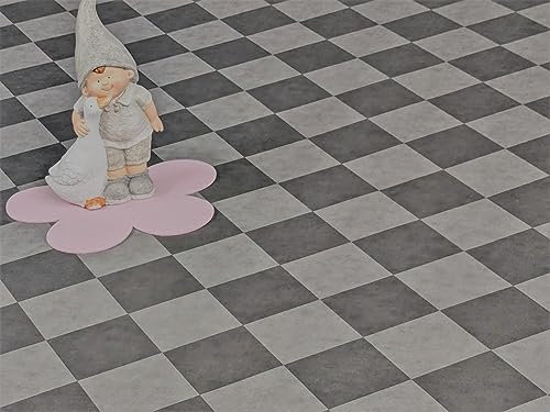 PVC Bodenbelag Vinylboden in diagonalem grau anthrazit, Zuschnitt (2m breit, 3m lang)