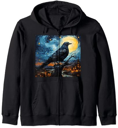 Starry Night Raven Black Crow Couteau à palette pour peinture à l'huile Sweat à Capuche