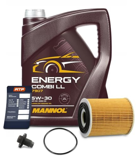 BESTPRICE ATP Inspektionspaket Filterset mit 1x Ölfilter, 5L Motoröl 5W-30 | Kompatibel mit: FIAT 500X, LINEA, TIPO Kombi, TIPO Schrägheck, TIPO Stufenheck, JEEP RENEGADE SUV, RENEGADE VAN, MINI MINI