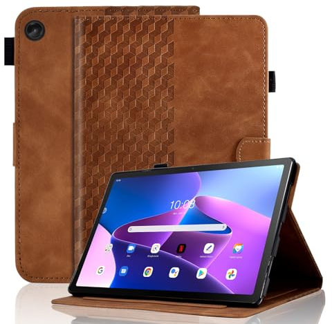 Vkooer Case for Lenovo Tab M10 3rd Gen 10.1-inch (TB328FU / TB328XU) Leather Folio Cover with Auto Sleep/Wake Smart Shell Fit Lenovo M10 3rd Gen 2022, Brown