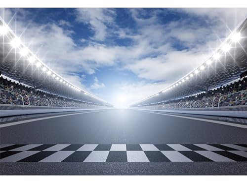 MIRRORANG 2,5x1,8m Fertig Linie Rennen Spur Kulissen Wagen Rennen Hintergründe Geburtstag Party Banner Bleichmittel Auto Motorsport Champion Sport Wettbewerb Erwachsene Porträt Hintergrund, Vinyl