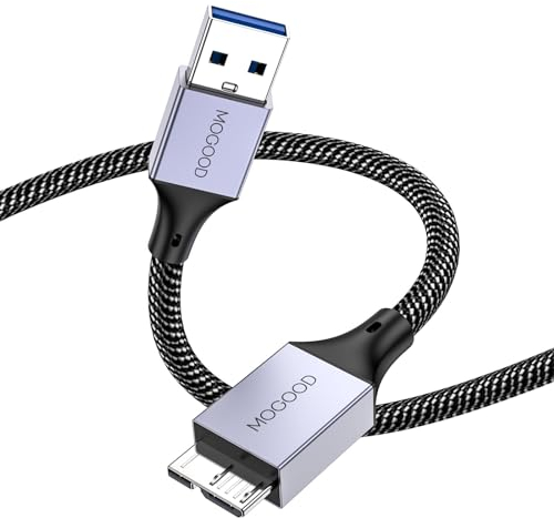 MOGOOD USB 3.0 Micro B Kabel, 1M USB 3.0 Stecker auf Micro B Stecker Datenkabel für externe Festplatten WD, Seagate, My Passport, Samsung Galaxy S5/Note 3/Note Pro 12,2 usw