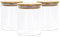 GLIBBUL Glass Jars with Bamboo Lids Stackable Tea Coffee Sugar Canisters 3x700ml Food Storage Containers Cookie Pasta Salad Spaghetti Spice for Kitchen Pantry Meal Prep Desktop Organization