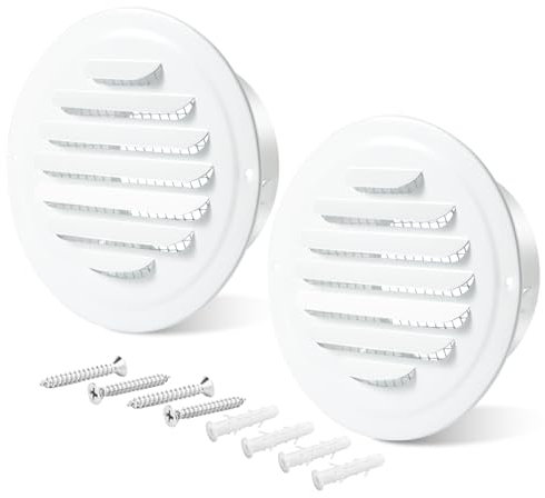 FocuVenHom Lüftungsgitter, 15,2 cm, Edelstahl, rund, Wandlüftungsgitter, Lüftungsgitter, Lüftungsgitter, Abdeckung mit integriertem feinem Netz für Garage, Wohnung (150 mm – 2 Stück)