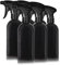 Oputec 6 x 500ml Sprühflaschen aus Kunststoff Schwarz zum Befüllen, mit ergonomischem Sprühkopf + Etiketten - Leere Wassersprühflasche für Pflanzen, Blumen, Reinigungsmittel, Haarpflege und mehr