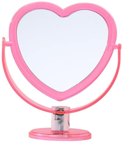 Herzförmiger Spiegel herzförmiger Spiegel drehbar doppelseitiger Schreibtischspiegel für Damen Make up 6,5x19 cm Rosa