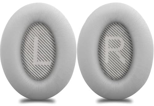 Pluggo Replacement Ear Cushions Kit Made for Bose QuietComfort 35 (QC35) & Quiet Comfort 35 II (QC35 ii) Series Headphones, Soft Protein Leather Foam Ear Pads (Gray)