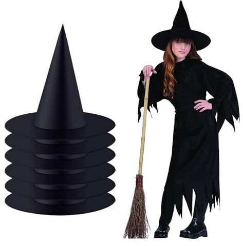 Chapeau Sorcière,Chapeau de Sorcière Noir,6 Pièces Chapeaux de Sorcière D'Halloween,Pliable Chapeau Sorcière,Décoration Pliable Chapeau Sorcière,Halloween Party Chapeaux,Chapeau Sorcière Accessoires
