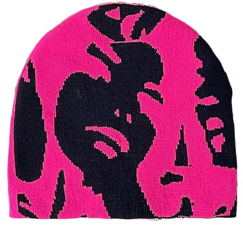 LIGSLN Mütze für Erwachsene, mit menschlichem Portrait-Muster, elastisch, Winter, wärmer, Strickmütze, Beanie-Mütze für Studenten, Teenager, Radfahren, DB, M