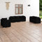 KATERYY 7-TLG. Garten-Lounge-Set mit Kissen Poly Rattan Schwarz,Trendiges Loungeset für Garten Schwarz Modulares Rattanmöbel