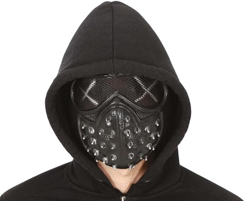 FIESTAS GUIRCA | Demi-Masque avec Pointes en PVC (Taille Unique) - Accessoire de Costume Médiéval et Sado pour Halloween et Fêtes Costumées - Idéal pour Adulte Unisexe - Noir