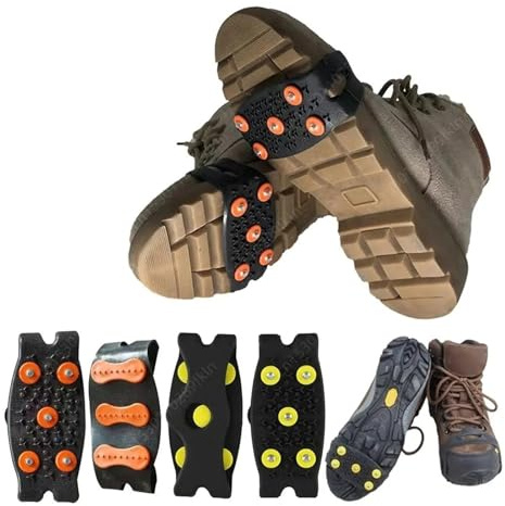 LSYHHXC 1 Paar 5-Bolzen-Schnee-EIS-Krallen Anti-Rutsch-Kletter-Steigeisen Griffe Unisex-Schuhstiefel-Überzüge Outdoor-Ketten-Schuhspikes for den Winter
