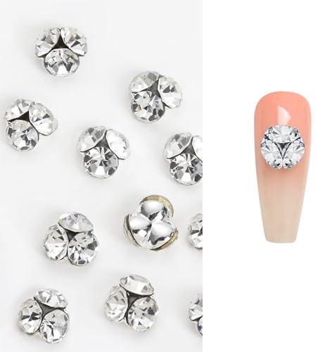 ZOOMIMI Nails Art - Uñas de cristal transparente con diamantes de imitación blancos, suministros de decoración para uñas acrílicas