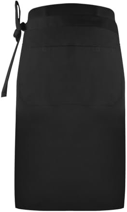 Kaslaider Halbe Kellnerschürze, Verstellbare Kochschürze Unisex, Schürze Taillen mit Große Tasche, Vorbinder Schürze für Restaurant Zuhause Bar Café, 70 x 70 cm (Schwarz)