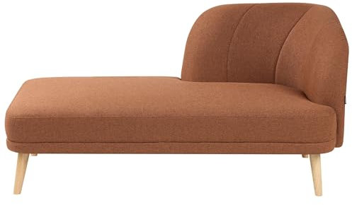 Beliani Chaiselongue Stoff Gold braun mit Holzbeinen rechtsseitig Récamiere Tanlay