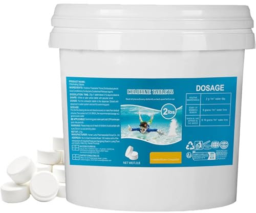 Swimming Pool Cleaning Tablets 2lb, Chlorine Tablets for Swimming Pool, Multifunction Chlorine Tablets 1 inch, Suitable for Swimming Pools Spas and Hot Tubs Fountain, Keep Water Clean Enjoy and Shower
