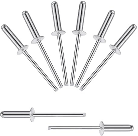 Songella Aluminium-Blindnieten 4 x 16 mm Pop-Nieten Offenem Ende Blindnieten mit Aluminiumgriff und Stahldorn 100 Stück (Silber)