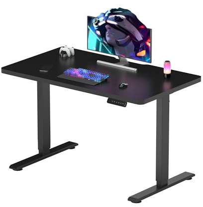 FLEXISPOT ONE PIECE Electric Standing Desk, Sit Stand Table Height Adjustable Desk with Memory Smart Pannel for Home Office, 100 x 60 cm Black