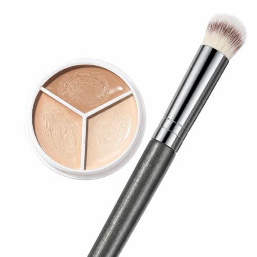 BIVYAX 1 Palette Correttore Full Cover 3 Colori, Correttore 3-in-1 in Crema con Pennello, correttore occhiaie Resistente all‘Acqua e Lunga Durata, Ideale per Coprire Occhiaie, Rossori e Cicatrici