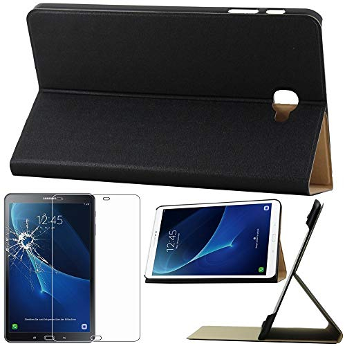 ebestStar - Cover Compatibile con Samsung Galaxy Tab A6 A 10.1 (2018, 2016) T580 T585 Custodia Slim Smart Case Funzione Supporto, Nero + Vetro Temperato [Apparecchio: 254.2x155.3x8.2mm 10.1'']