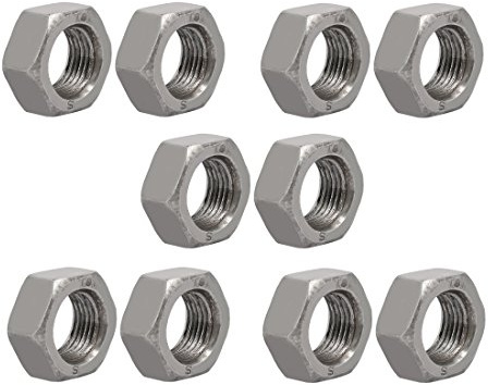 Sourcingmap – ® 10pcs M16 x 1,5 mm de paso métrico mano izquierda de acero de carbono tuercas hexagonales de rosca fina