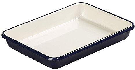 Tala Originals Bräter, emailliert, mittelgroß, Indigo und Elfenbein, Maße: 33 cm x 24 cm, 5,5 cm