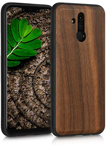 kwmobile Hülle kompatibel mit Huawei Mate 20 Lite Hülle - Holz Case - stoßfestes Handy Cover - TPU Handyhülle in Dunkelbraun