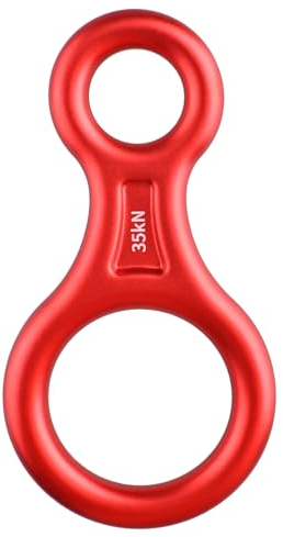 TRIWONDER 35kN Abseilachter, Abseilgerät Klettern 8 Descender für Seildurchmesser 8-13 mm (【35kN】 Rot)