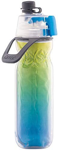 O2COOL Mist 'N Sip Water Bottle | BPA Free, 2-in-1 Mist and Sip Function w/No Leak, Locking Pull Top Spout : 590ml | Ombre, Blue