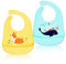 FILOWA Bavoir Silicone Souple Pour Bébé - Bavette Ajustable Avec Grande Poche - Léger, Imperméable - Motif Animal Baleine Chien - Vert Jaune - Idéal Comme Cadeau de Noël