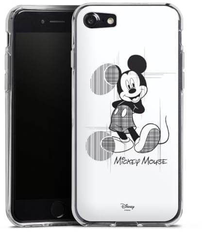 Silikon Hülle kompatibel mit Apple iPhone SE (2020) Case transparent Handyhülle Disney Mickey Mouse Offizielles Lizenzprodukt