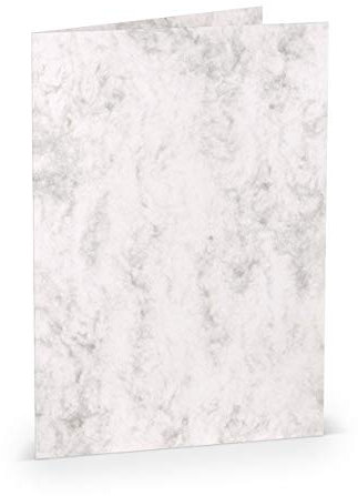 PAPERADO 50 Faltkarten DIN A5 - Grau Marmora Marmor Weiß - 220 g/m² - 14,8 x 21 cm - Blanko Doppelkarten Klappkarten Einladungskarten