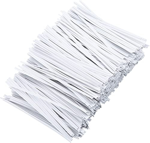 LUTER 1000 Pcs 5 inches Paper White Twist Ties Reusable Bag Ties Paper Bread Twist Ties for Candy Bags, Coffee Bags, Snacks, Cake Pops, Party Supplies