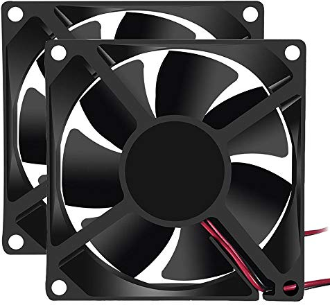 DORHEA 2PCS 80mm x 80mm x 25mm Fan DC 12V 8025 Brushless Cooling Fan for Cooling PC Computer Case CPU Coolers Radiators 2pin (Pack of 2Pcs)