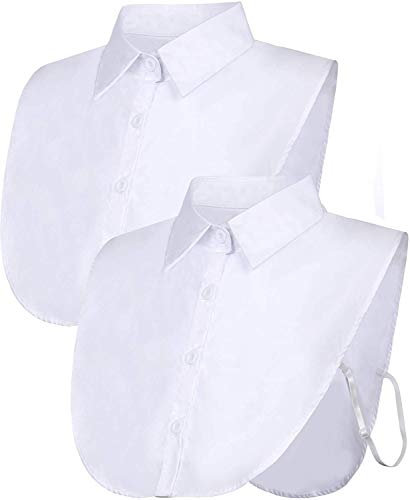 JFAN Chemise à Faux col Chemise à Faux col pour Femme Vêtements Accessoires Assortis Chemise Homme Femme,2 Blanc