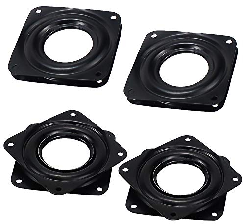 ZDNT 4 Pcs Placa Giratoria Cuadrada,Rodamiento Placa Giratorio Lazy Susan Plato Giratoria para Taburetes,Sillas(Negro)