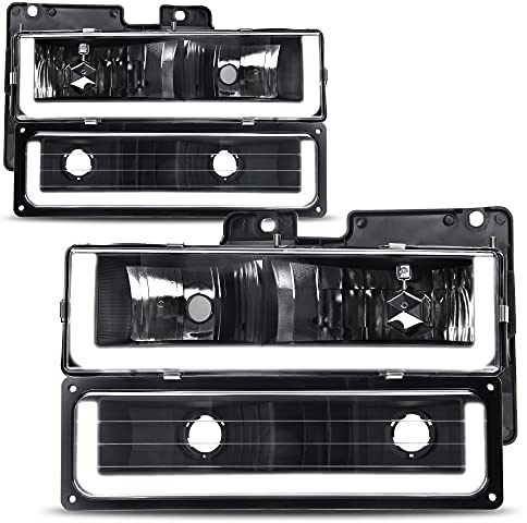 AUTOSAVER88 LED DRL Headlight Assembly Compatible with 94-98 Chevy GMC C/K