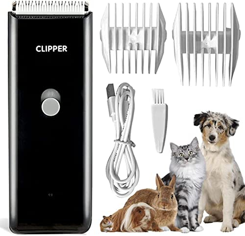Favrison Dog Grooming Clippers Professional Dog Clippers with 2 Blades for Pet Hair Trimming, Rechargeable Cordless Pet Grooming Clipper for Dogs Cats Rabbits (Black)