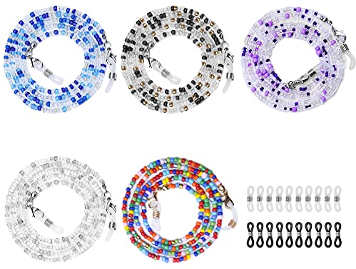 URAQT 5 Stück Brillenband Brillenkette Damen Brillenkordel Herren, Brillenschnur Sonnenbrille Band Sonnenbrillenhalter Brillenhalter Halter Kette Gläser für Sonnenbrillen, Lesebrillen, Schutzbrille