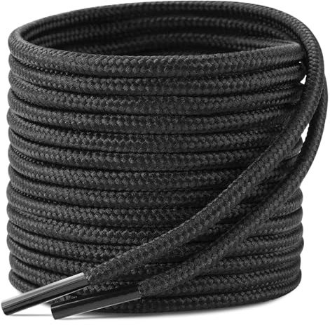 Stepace 2 Pares Cordones Redondos Botas 3.5 mm Cordones de Zapatos para Duraderos de Montaña Resistente Cordones Senderismo longitud 30-63 Negro 137