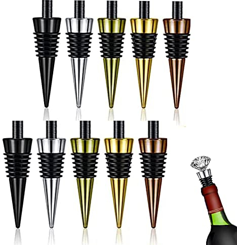 Smallterm 10 Pieces Blank Bottle Stopper with Threaded Post Metal Wine Stopper Inserts Set Hardware for Wood Turning DIY Project
